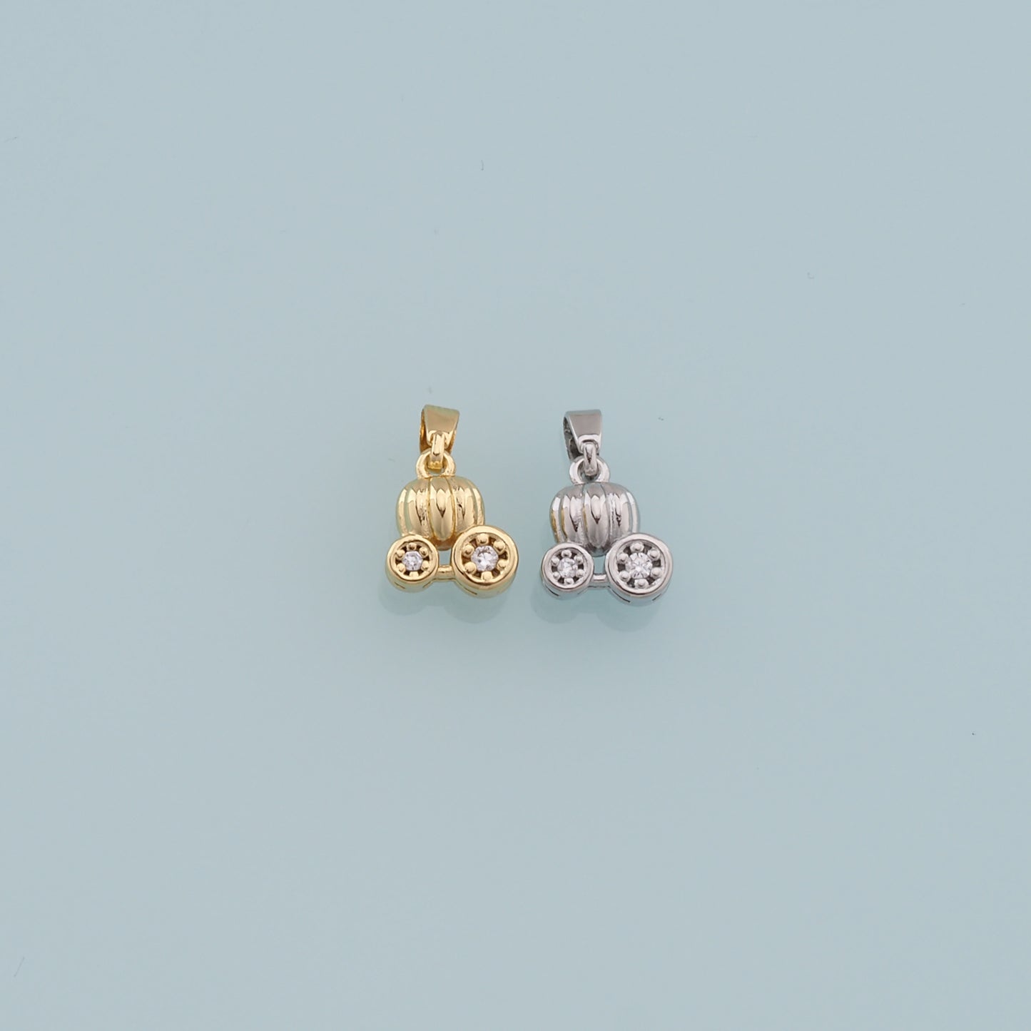 Gold Pumpkin Charms,18K Gold Filled pumpkin cart Pendant,pumpkin cart Charm Bracelet Necklace for DIY Jewelry Making Supply