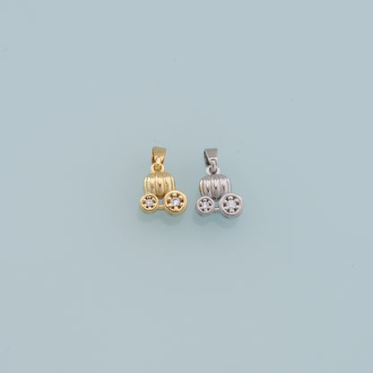 Gold Pumpkin Charms,18K Gold Filled pumpkin cart Pendant,pumpkin cart Charm Bracelet Necklace for DIY Jewelry Making Supply