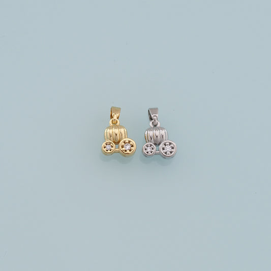Gold Pumpkin Charms,18K Gold Filled pumpkin cart Pendant,pumpkin cart Charm Bracelet Necklace for DIY Jewelry Making Supply