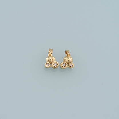 Gold Pumpkin Charms,18K Gold Filled pumpkin cart Pendant,pumpkin cart Charm Bracelet Necklace for DIY Jewelry Making Supply