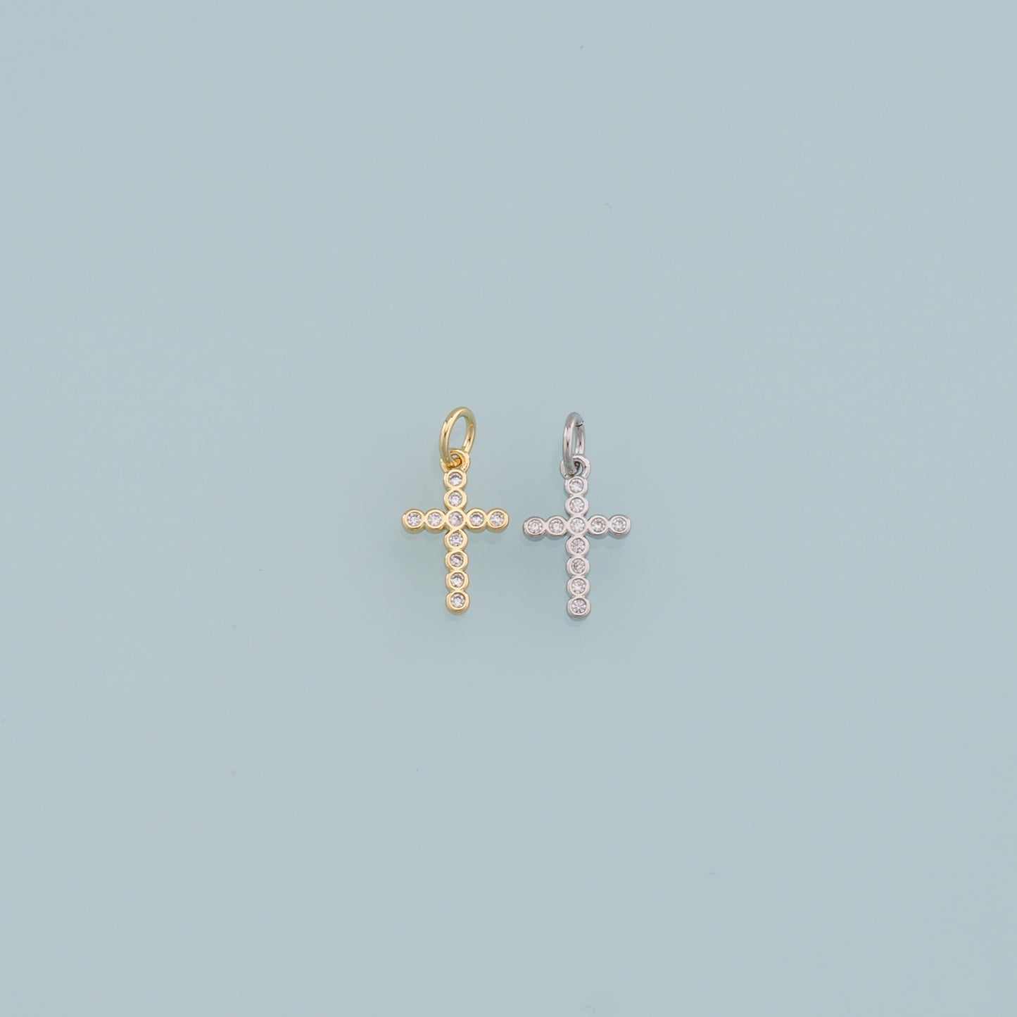 Gold Cross Charms,18K Gold Filled Cross Pendant,CZ Cross Charm Bracelet Necklace for DIY Jewelry Making Supply