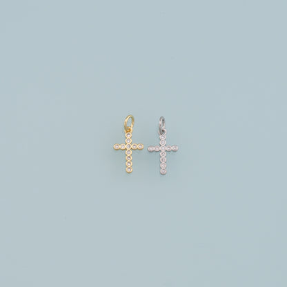 Gold Cross Charms,18K Gold Filled Cross Pendant,CZ Cross Charm Bracelet Necklace for DIY Jewelry Making Supply