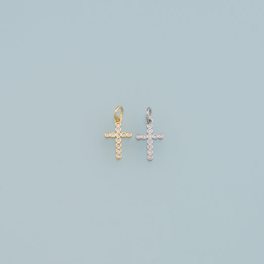 Gold Cross Charms,18K Gold Filled Cross Pendant,CZ Cross Charm Bracelet Necklace for DIY Jewelry Making Supply