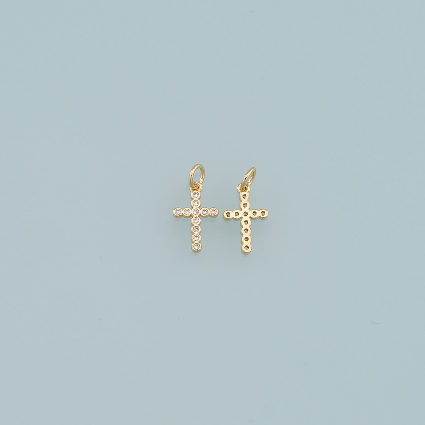 Gold Cross Charms,18K Gold Filled Cross Pendant,CZ Cross Charm Bracelet Necklace for DIY Jewelry Making Supply