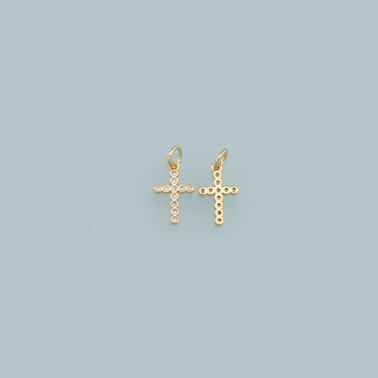 Gold Cross Charms,18K Gold Filled Cross Pendant,CZ Cross Charm Bracelet Necklace for DIY Jewelry Making Supply