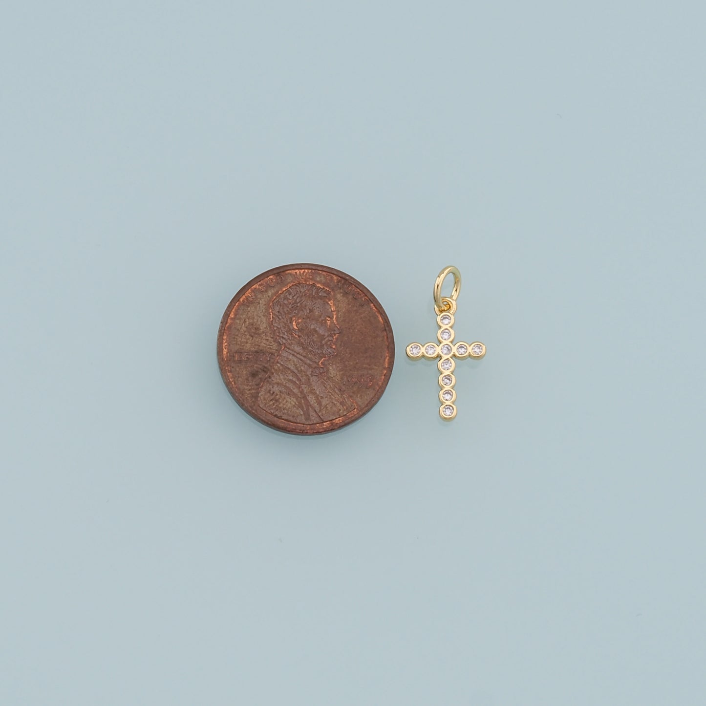 Gold Cross Charms,18K Gold Filled Cross Pendant,CZ Cross Charm Bracelet Necklace for DIY Jewelry Making Supply