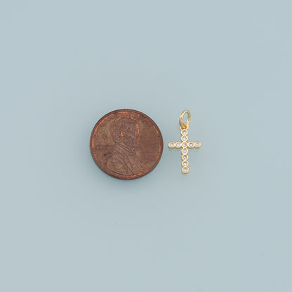 Gold Cross Charms,18K Gold Filled Cross Pendant,CZ Cross Charm Bracelet Necklace for DIY Jewelry Making Supply