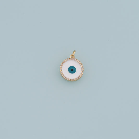 Gold Evil Eye Charms,18K Gold Filled Evil Eye Pendant,CZ Micro Pave Evil Eye Charm Bracelet Necklace for DIY Jewelry Making Supply