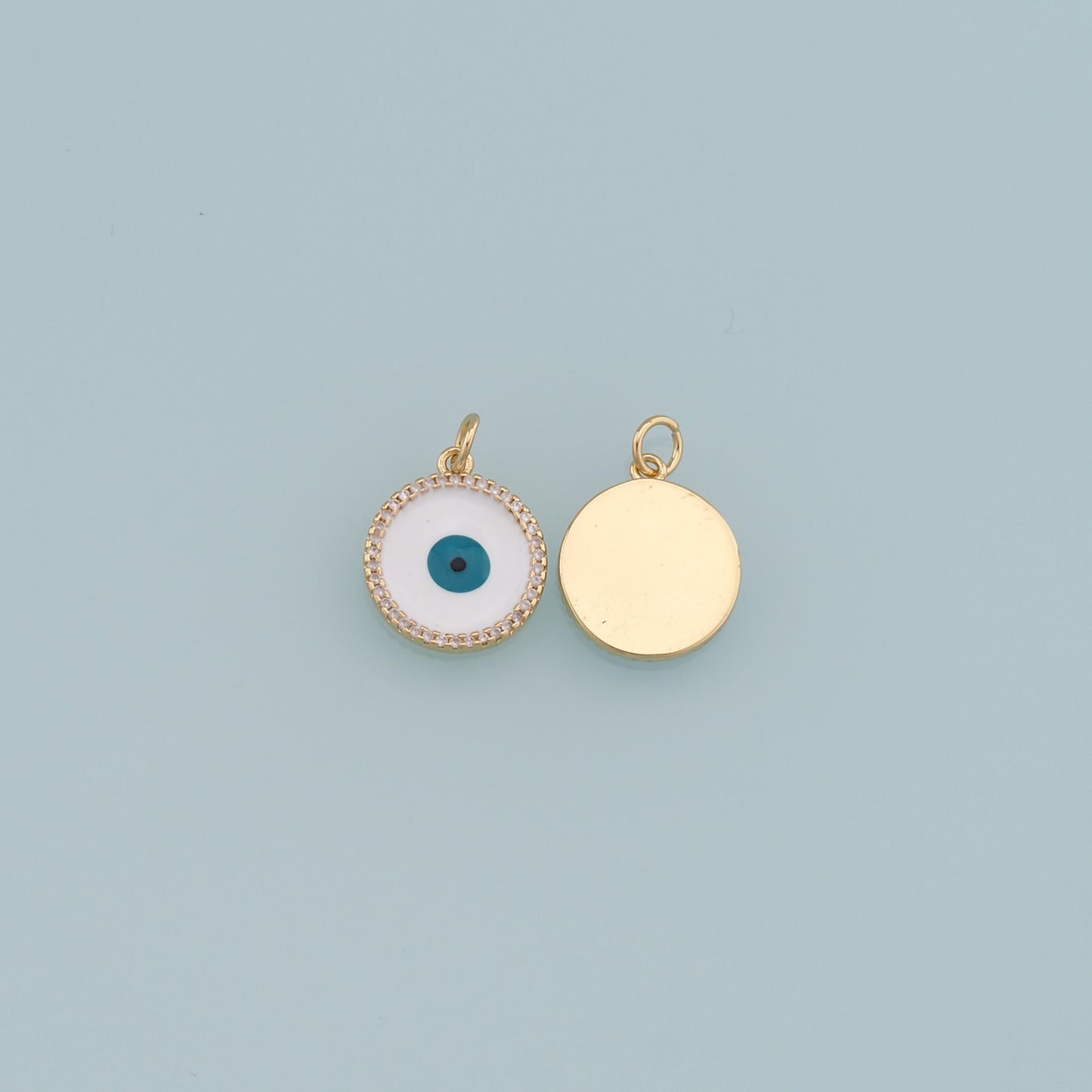 Gold Evil Eye Charms,18K Gold Filled Evil Eye Pendant,CZ Micro Pave Evil Eye Charm Bracelet Necklace for DIY Jewelry Making Supply