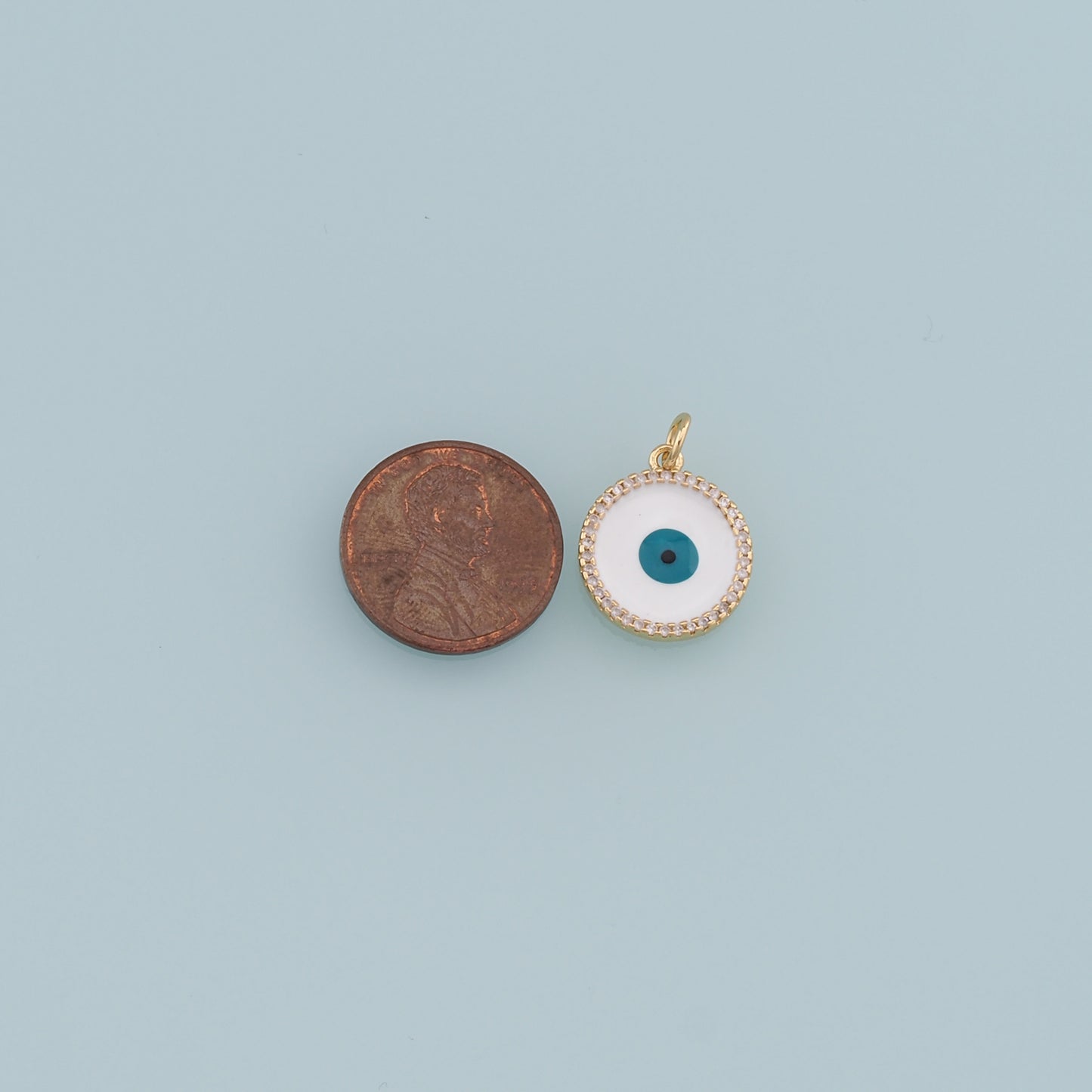 Gold Evil Eye Charms,18K Gold Filled Evil Eye Pendant,CZ Micro Pave Evil Eye Charm Bracelet Necklace for DIY Jewelry Making Supply