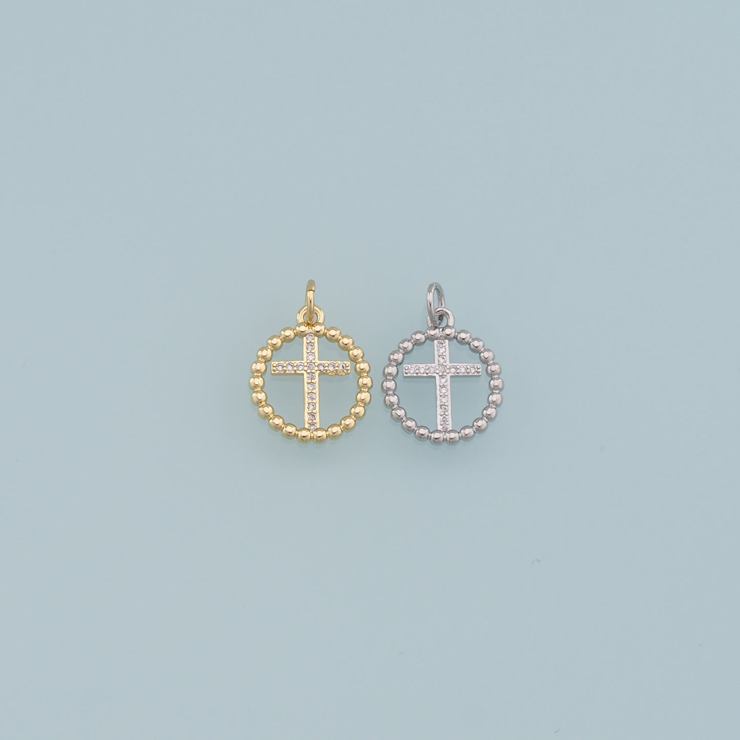 Gold Cross Charms,18K Gold Filled Cross Pendant,CZ Cross Charm Bracelet Necklace for DIY Jewelry Making Supply