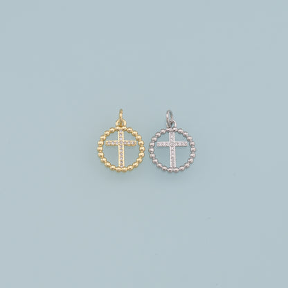 Gold Cross Charms,18K Gold Filled Cross Pendant,CZ Cross Charm Bracelet Necklace for DIY Jewelry Making Supply