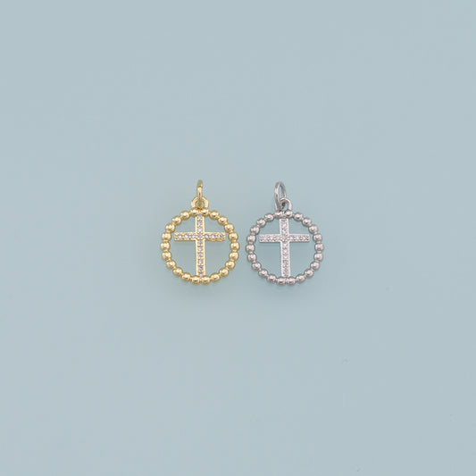Gold Cross Charms,18K Gold Filled Cross Pendant,CZ Cross Charm Bracelet Necklace for DIY Jewelry Making Supply