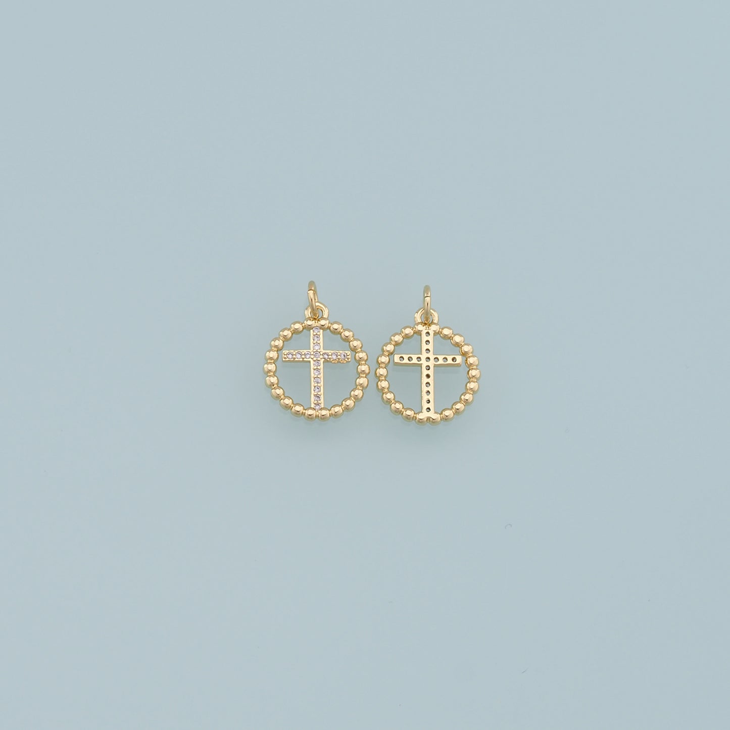 Gold Cross Charms,18K Gold Filled Cross Pendant,CZ Cross Charm Bracelet Necklace for DIY Jewelry Making Supply