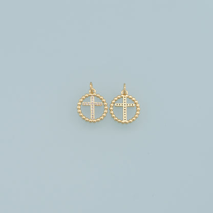 Gold Cross Charms,18K Gold Filled Cross Pendant,CZ Cross Charm Bracelet Necklace for DIY Jewelry Making Supply