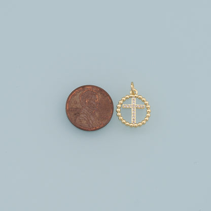 Gold Cross Charms,18K Gold Filled Cross Pendant,CZ Cross Charm Bracelet Necklace for DIY Jewelry Making Supply