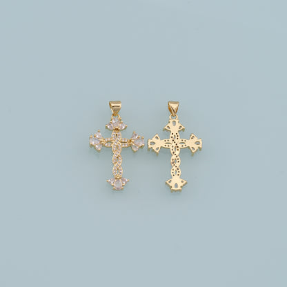 Gold Cross Charms,18K Gold Filled Cross Pendant,CZ Cross Charm Bracelet Necklace for DIY Jewelry Making Supply