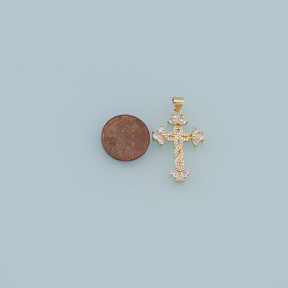 Gold Cross Charms,18K Gold Filled Cross Pendant,CZ Cross Charm Bracelet Necklace for DIY Jewelry Making Supply