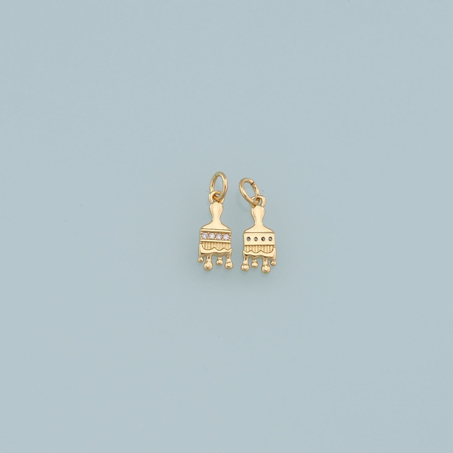 Gold Brush Charms,18K Gold Filled Brush Pendant,Brush Charm Bracelet Necklace for DIY Jewelry Making Supply