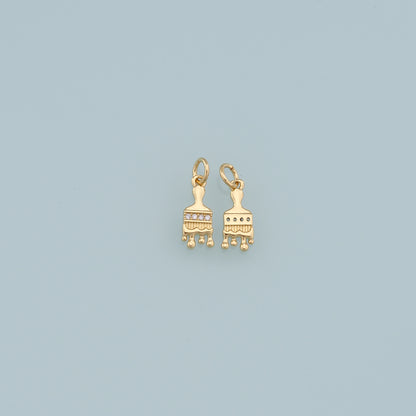 Gold Brush Charms,18K Gold Filled Brush Pendant,Brush Charm Bracelet Necklace for DIY Jewelry Making Supply
