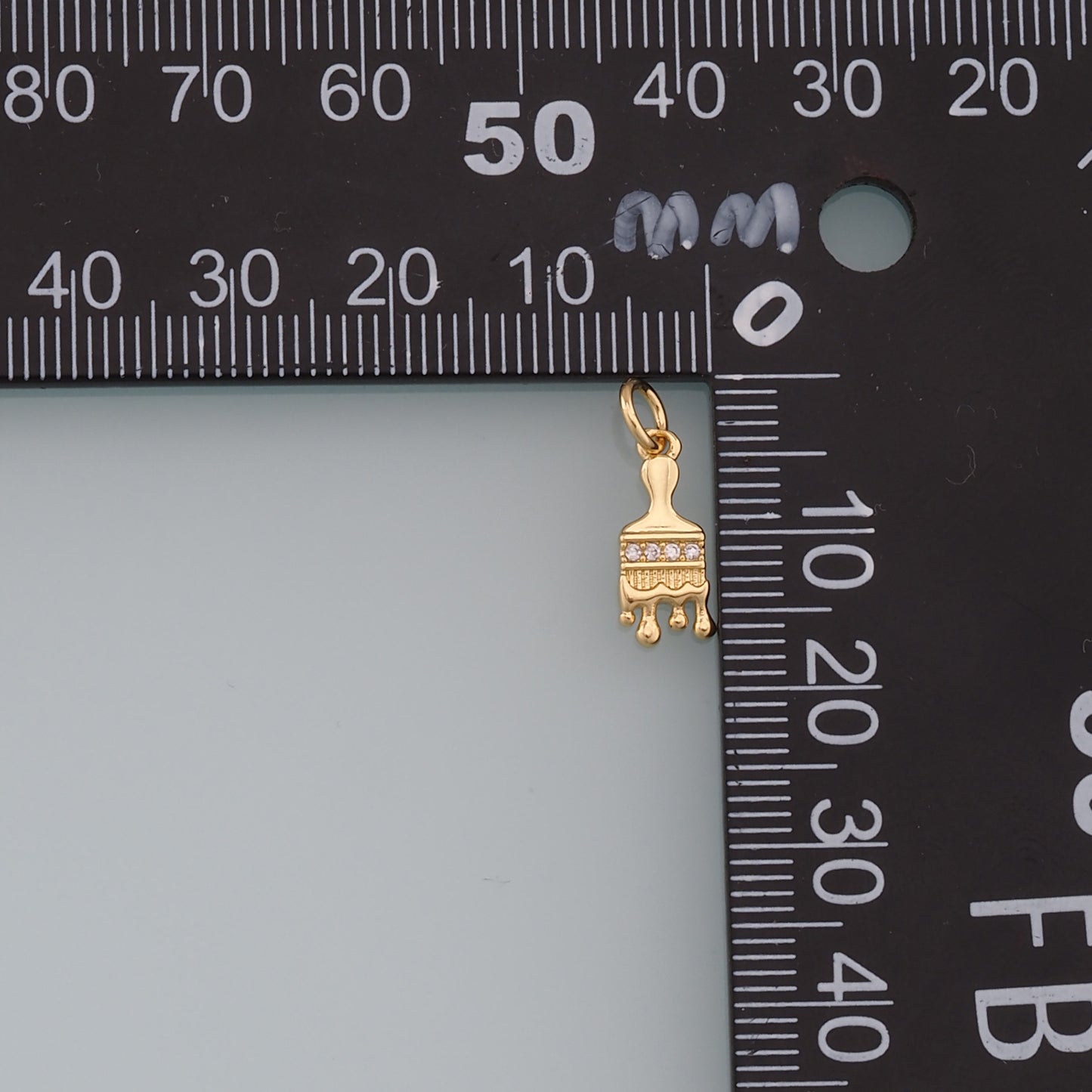 Gold Brush Charms,18K Gold Filled Brush Pendant,Brush Charm Bracelet Necklace for DIY Jewelry Making Supply