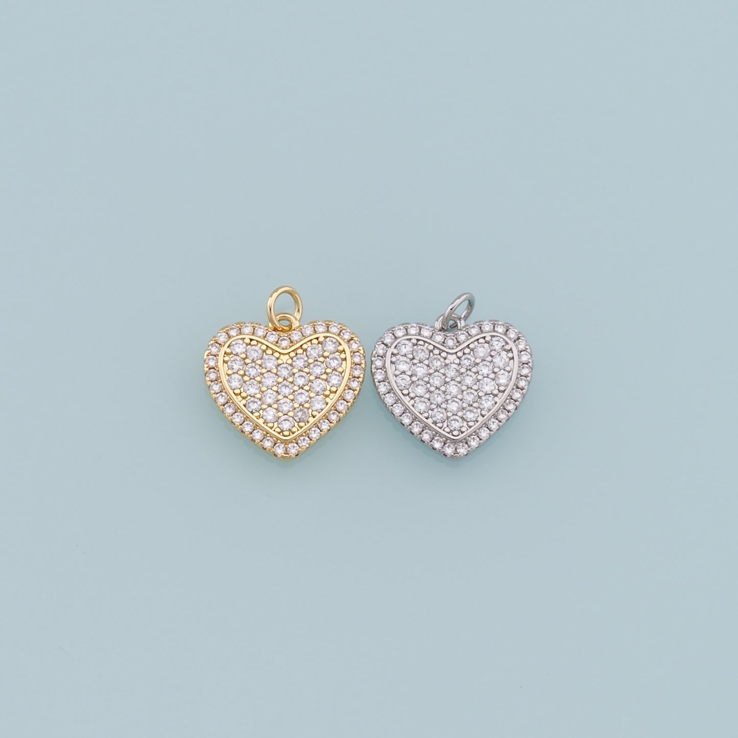 Gold Heart Charms,18K Gold Filled Heart Pendant,Red Heart Charm Bracelet Necklace for DIY Jewelry Making Supply