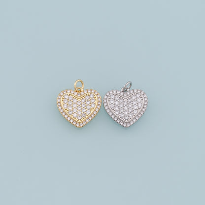 Gold Heart Charms,18K Gold Filled Heart Pendant,Red Heart Charm Bracelet Necklace for DIY Jewelry Making Supply