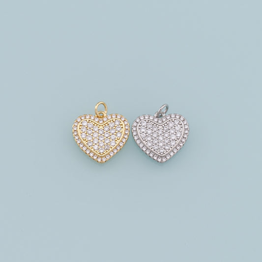 Gold Heart Charms,18K Gold Filled Heart Pendant,Red Heart Charm Bracelet Necklace for DIY Jewelry Making Supply