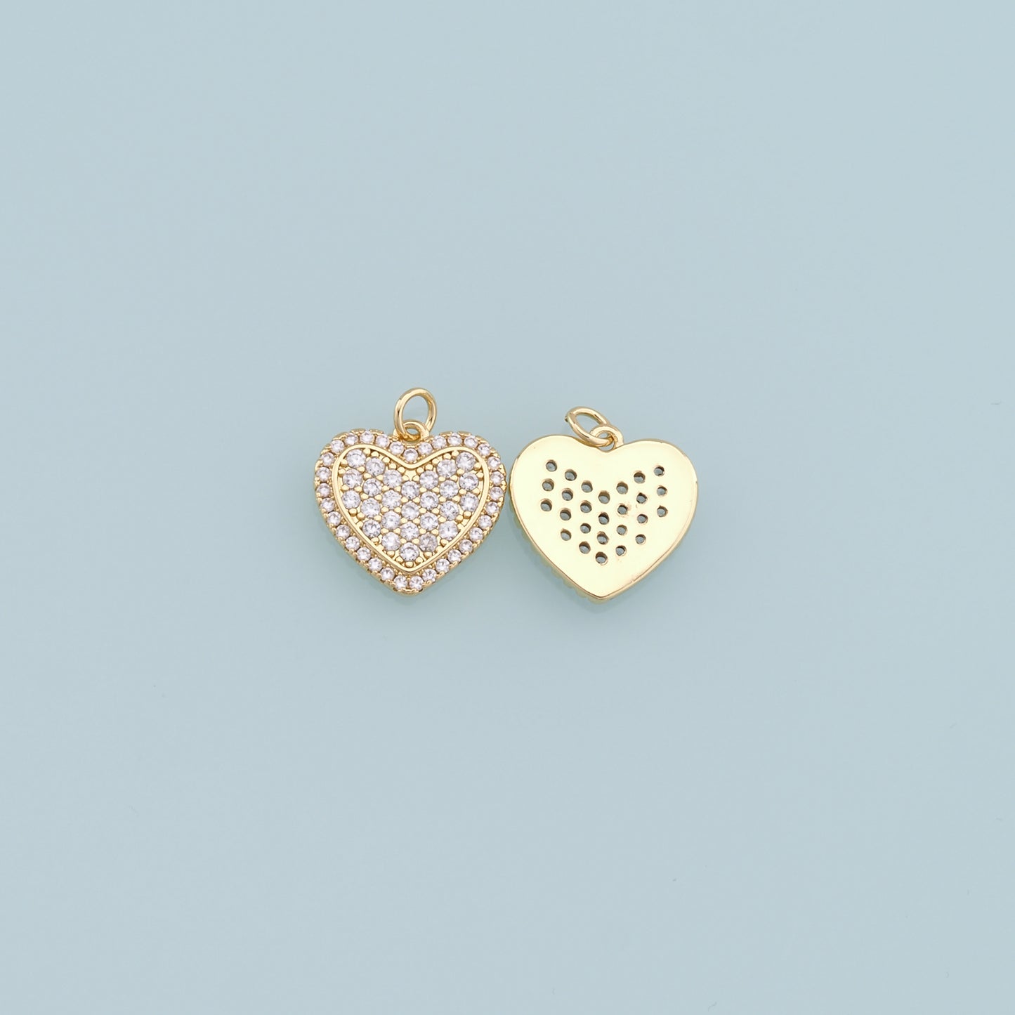 Gold Heart Charms,18K Gold Filled Heart Pendant,Red Heart Charm Bracelet Necklace for DIY Jewelry Making Supply