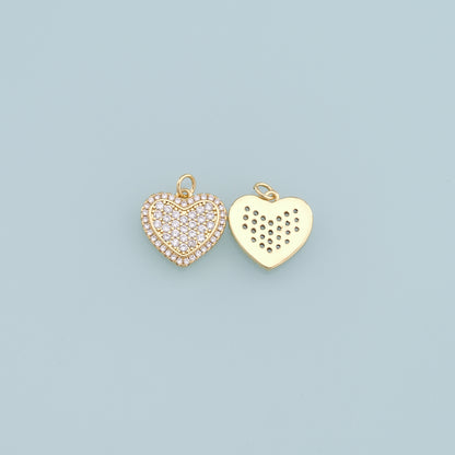 Gold Heart Charms,18K Gold Filled Heart Pendant,Red Heart Charm Bracelet Necklace for DIY Jewelry Making Supply