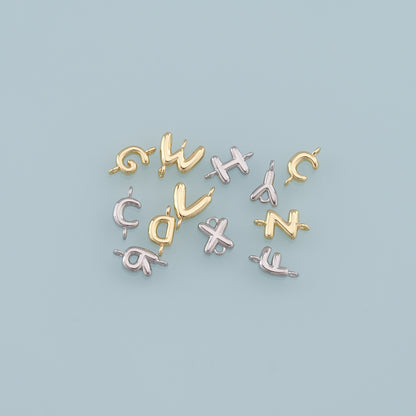 Gold letter Charms,18K Gold Filled letter Pendant,initial Charm Bracelet Necklace for DIY Jewelry Making Supply