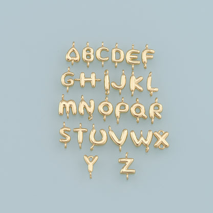 Gold letter Charms,18K Gold Filled letter Pendant,initial Charm Bracelet Necklace for DIY Jewelry Making Supply