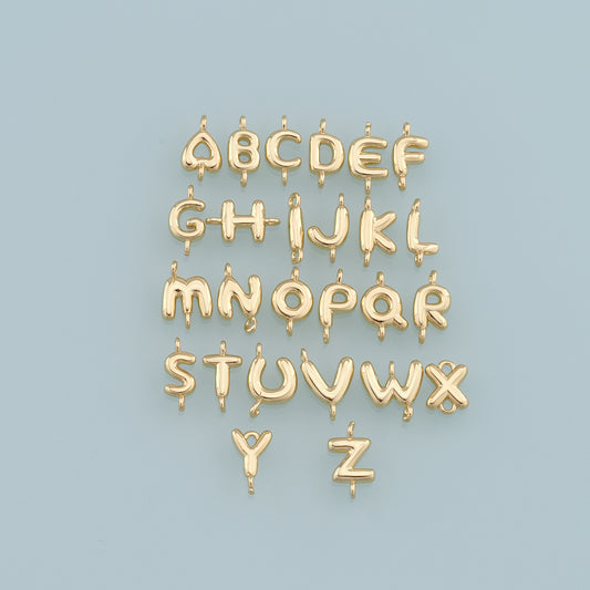 Gold letter Charms,18K Gold Filled letter Pendant,initial Charm Bracelet Necklace for DIY Jewelry Making Supply