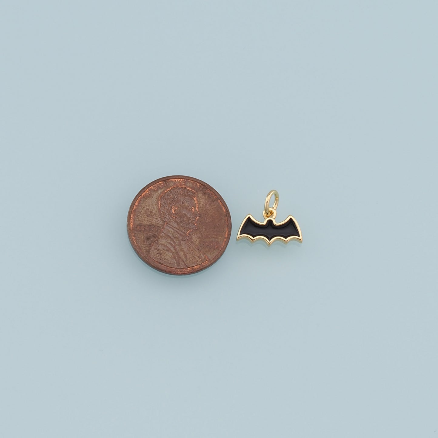 Gold bat Charms,18K Gold Filled bat Pendant,Black bat Charm Bracelet Necklace for DIY Jewelry Making Supply