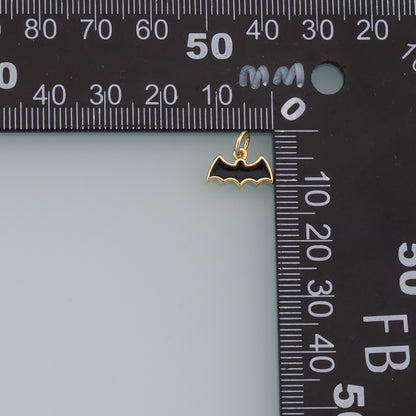 Gold bat Charms,18K Gold Filled bat Pendant,Black bat Charm Bracelet Necklace for DIY Jewelry Making Supply