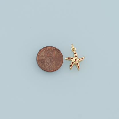 Gold Starfish Charms,18K Gold Filled Sea Star Pendant,Starfish Charm Bracelet Necklace for DIY Jewelry Making Supply