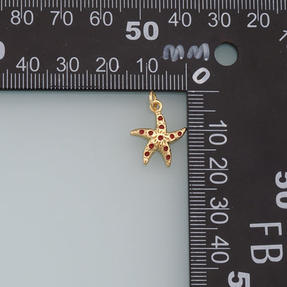 Gold Starfish Charms,18K Gold Filled Sea Star Pendant,Starfish Charm Bracelet Necklace for DIY Jewelry Making Supply