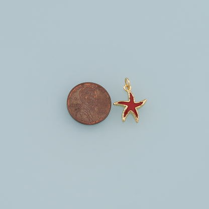 Gold Starfish Charms,18K Gold Filled Sea Star Pendant,Starfish Charm Bracelet Necklace for DIY Jewelry Making Supply