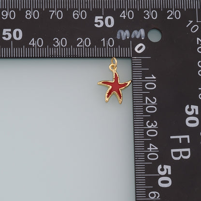 Gold Starfish Charms,18K Gold Filled Sea Star Pendant,Starfish Charm Bracelet Necklace for DIY Jewelry Making Supply