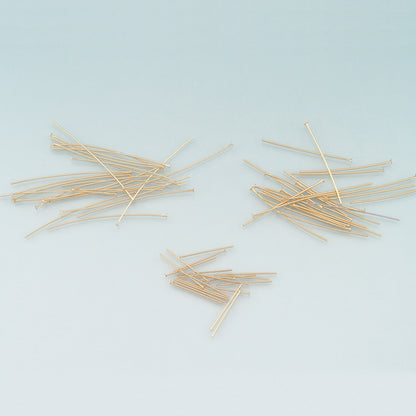 100Pcs 18K Gold Filled Flat Head Pins for DIY Jewelry Making Supply