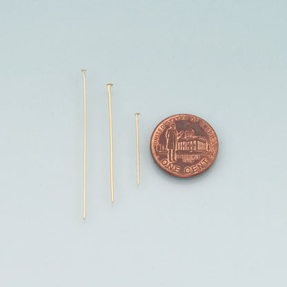 100Pcs 18K Gold Filled Flat Head Pins for DIY Jewelry Making Supply