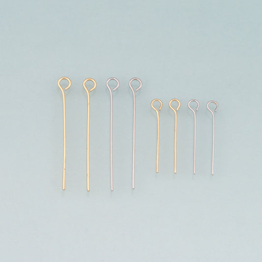 100Pcs 18K Gold Filled Eye Head Pins for DIY Jewelry Making Supply