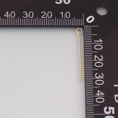 100Pcs 18K Gold Filled Eye Head Pins for DIY Jewelry Making Supply
