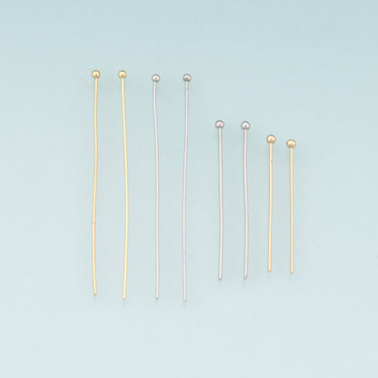 100Pcs 18K Gold Filled Ball Head Pins for DIY Jewelry Making Supply