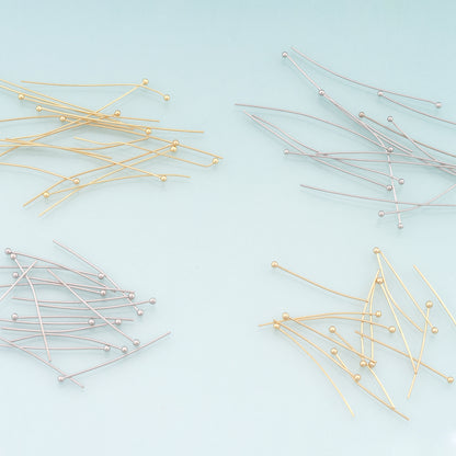 100Pcs 18K Gold Filled Ball Head Pins for DIY Jewelry Making Supply