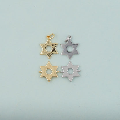 Gold Star of David Pendant,18K Gold Filled Star of David,Silver Star of David Bracelet Necklace for DIY Jewelry Making Supply