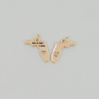 Gold Miami Charms,18K Gold Filled flame Miami Pendant Bracelet Necklace for DIY Jewelry Making Supply