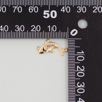 Gold Miami Charms,18K Gold Filled flame Miami Pendant Bracelet Necklace for DIY Jewelry Making Supply