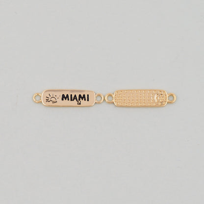 Gold Miami Connector Charms,18K Gold Filled flame Miami Pendant Bracelet Necklace for DIY Jewelry Making Supply