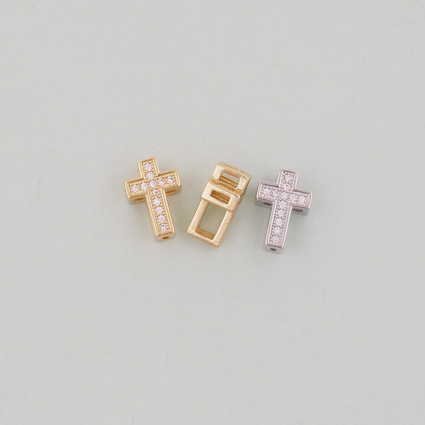 Gold Cross Charms,18K Gold Filled Cross Pendant,Silver Religious Charm Bracelet Necklace for DIY Jewelry Making Supply